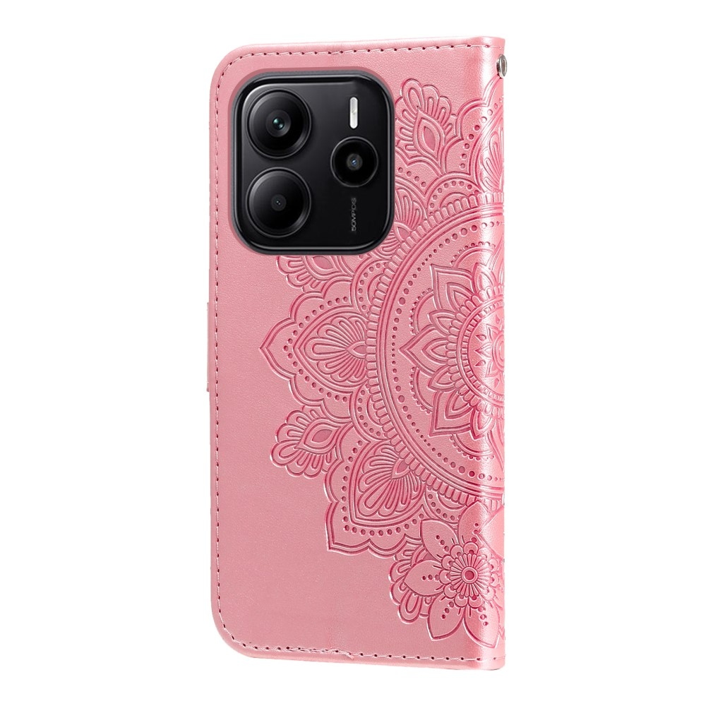 Virágos könyv tok a Xiaomi Redmi Note 14-hez - rózsaszínű