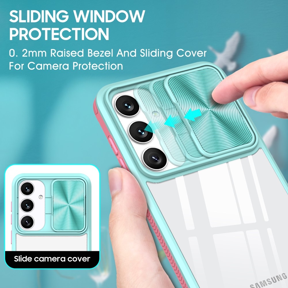 Tartós hátlapi borítás kamerafedéllel Samsung Galaxy S25+ készülékhez - teal/pink