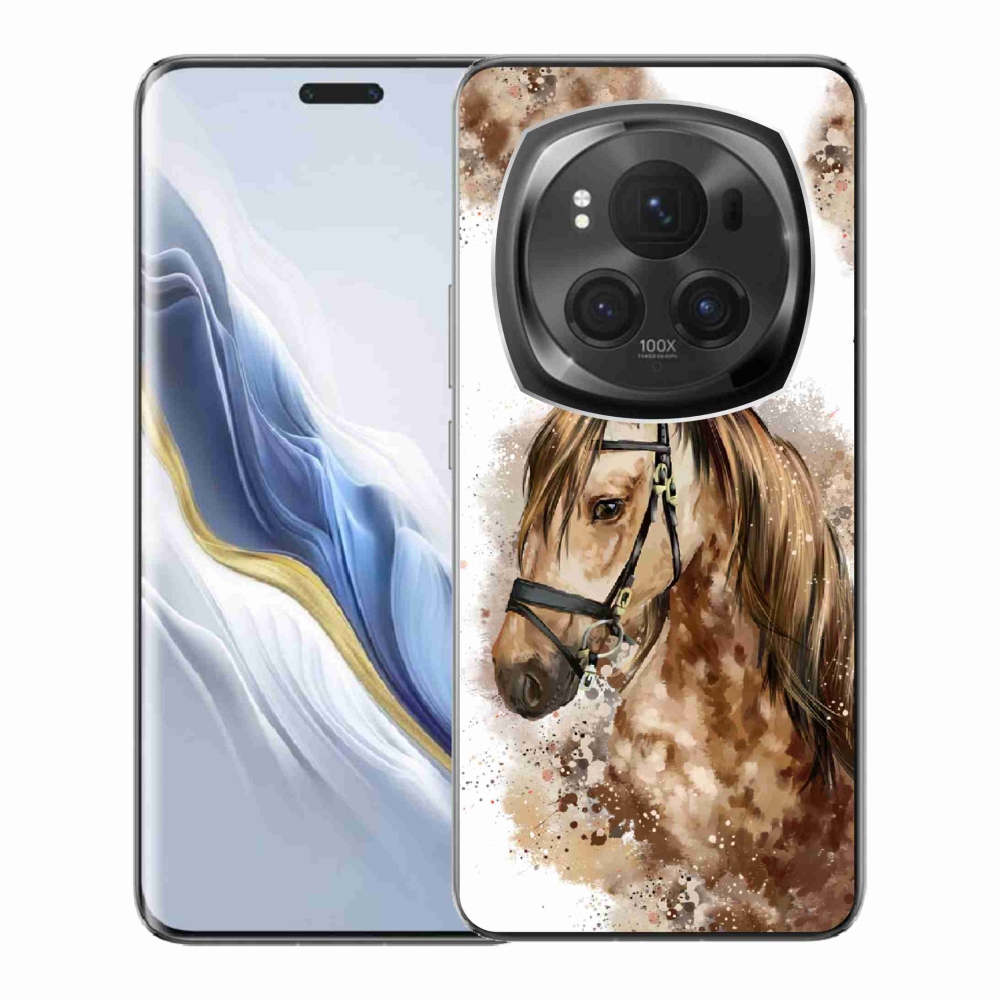 Zselés borítás mmCase a Honor Magic 6 Pro 5G készülékhez - barna rajzfilm ló