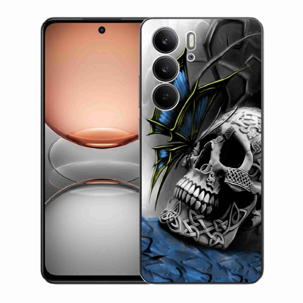 Zselés borítás mmCase a Realme C75 készülékhez - pillangó és koponya