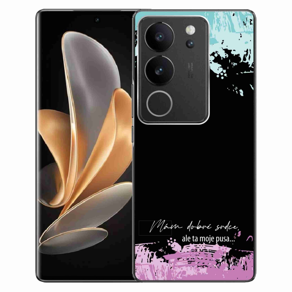 Gél borító mmCase a Vivo V29 5G-hez - vicces szöveg 3 fekete háttérrel