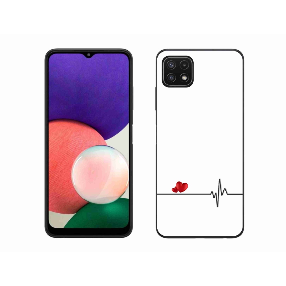 Gél borító mmCase Samsung Galaxy A22 5G - szív és szívverés fehér háttérrel