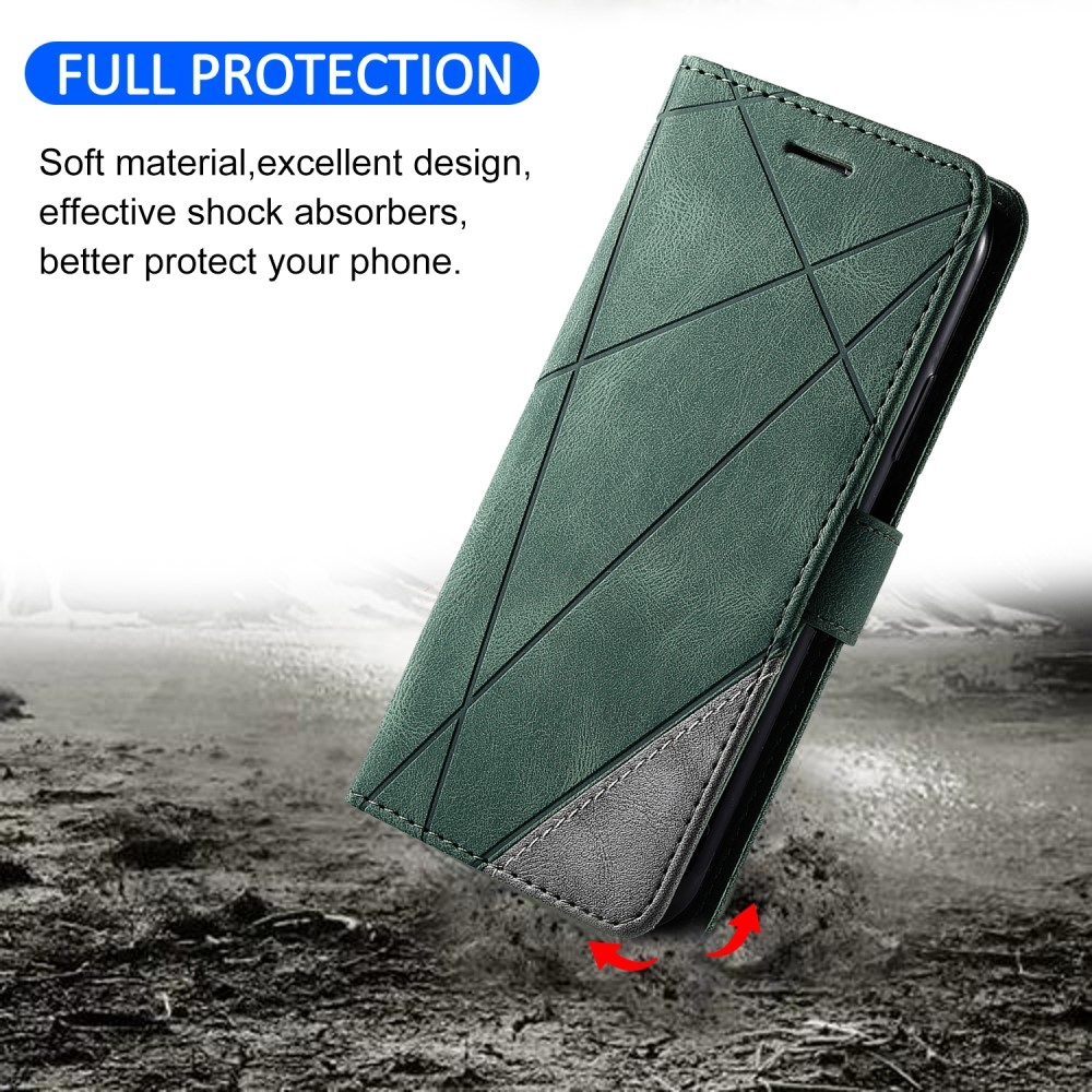 Vonalas könyv tok Xiaomi Redmi Note 14 Pro 5G/Poco X7 5G/Note 14 Pro+ 5G - zöld