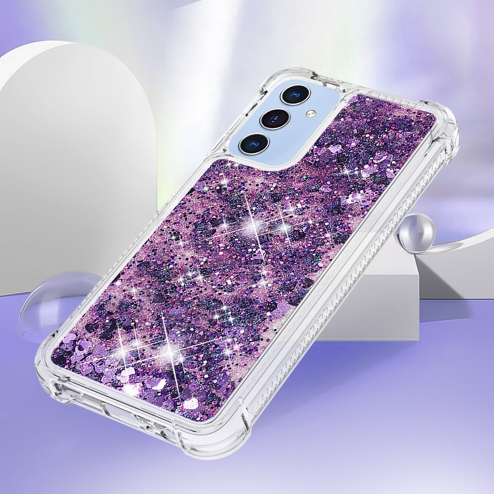 Glitter homokóra zselés tok Samsung Galaxy A26 5G - sötét lila/szív