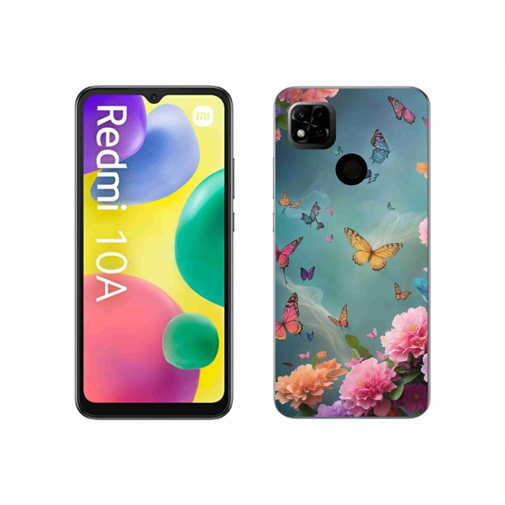 Gél borító mmCase a Xiaomi Redmi 10A számára - színes virágok és pillangók