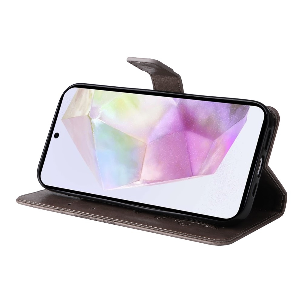 Nagy pillangó könyv tok Samsung Galaxy A36 5G - szürke