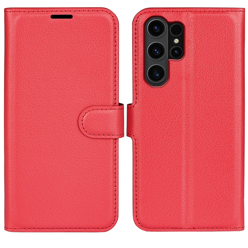 Litchi könyv tok Samsung Galaxy S24 Ultra készülékhez - piros