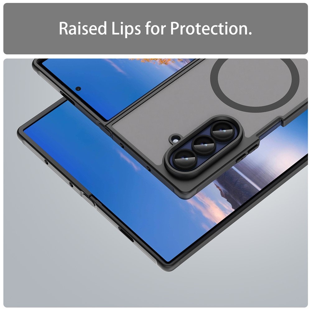 Matt zselés tok MagSafe tok a Samsung Galaxy Z Fold7 5G készülékre - fekete