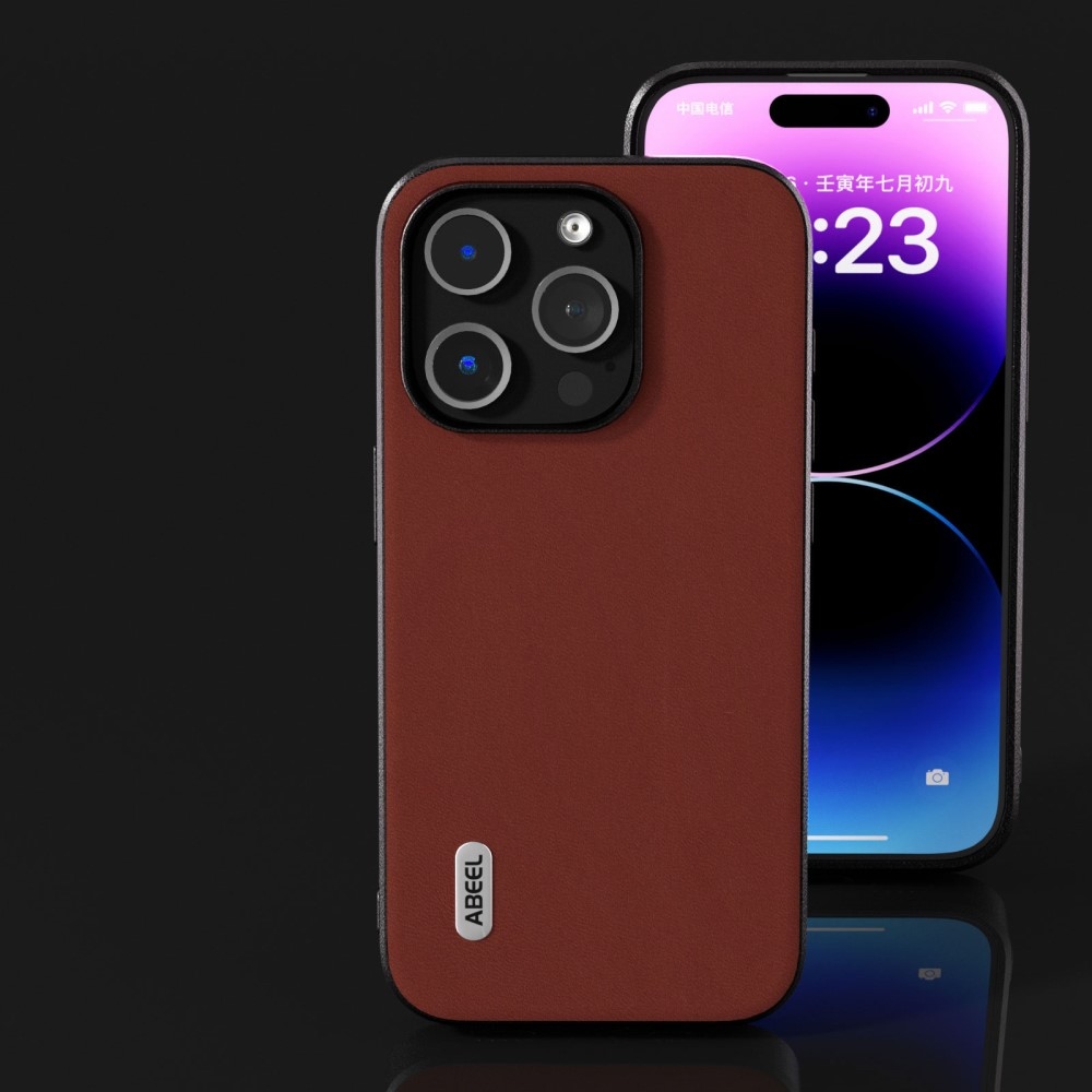 ABEEL zselés tok kemény hátlappal iPhone 15 Pro Max készülékhez - kávé