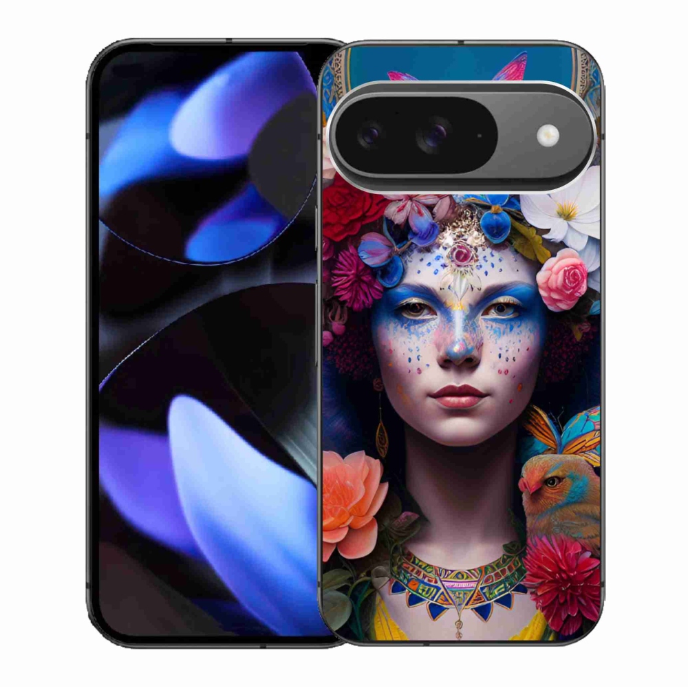 Gél borítás mmCase a Google Pixel 9/9 Pro számára - nő virágokkal