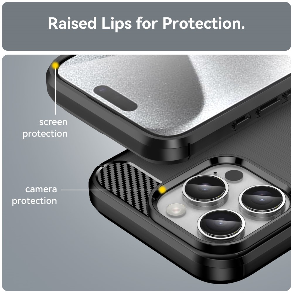 Carbon tartós zselés tok iPhone 16 Pro készülékhez - fekete