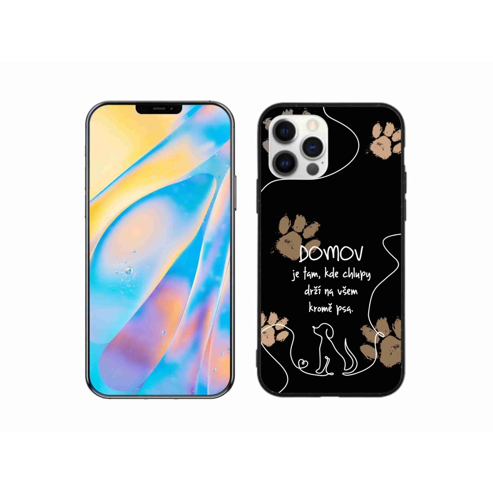 Gél borítás mmCase iPhone 12 készülékhez - kutya motívum fekete háttérrel