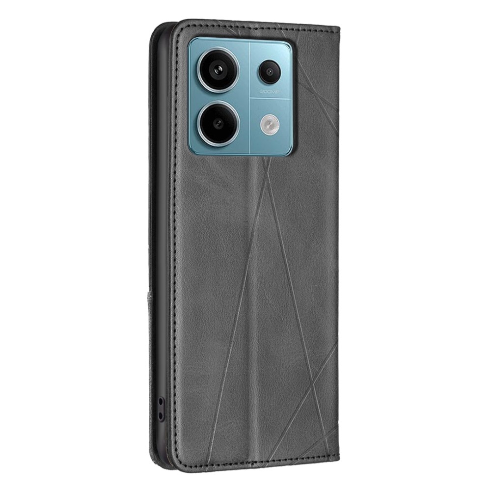 Háromszög alakú könyv tok Xiaomi Redmi Note 13 Pro 4G/Poco M6 Pro - fekete