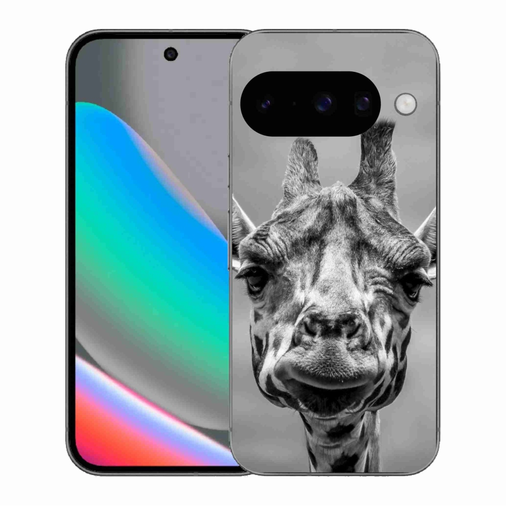 Zselés borítás mmCase a Google Pixel 10 számára - fekete-fehér zsiráf