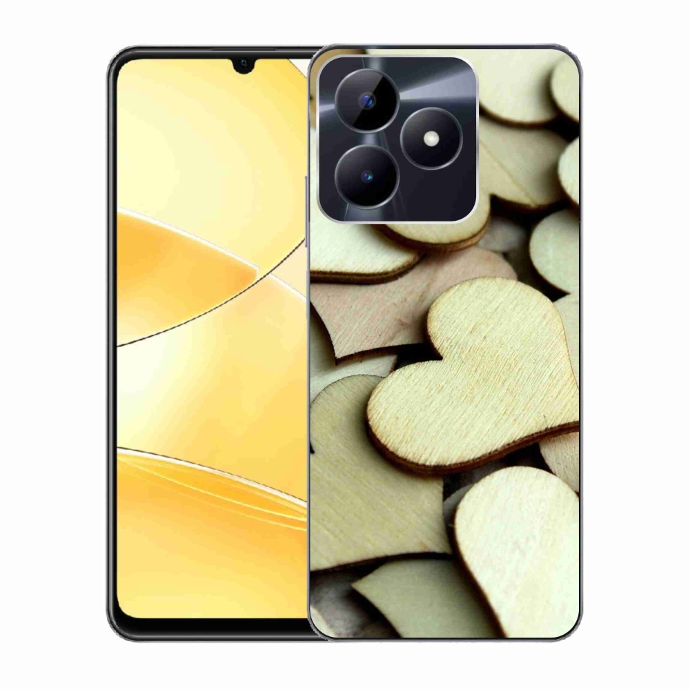 Zselés borító mmCase a Realme C51/C53 készülékhez - fából készült szívek