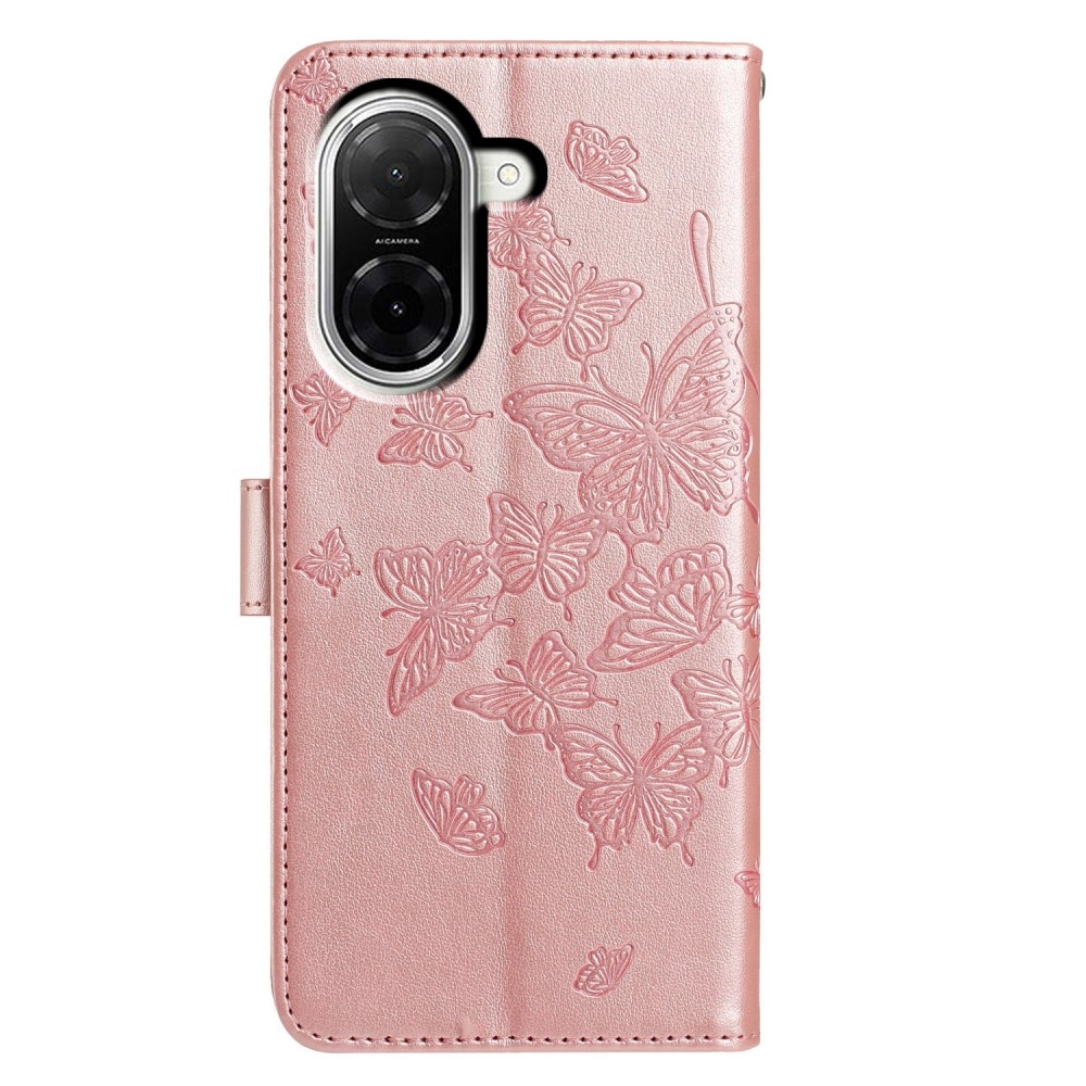 Virágos pillangó könyv tok Xiaomi Redmi A5 (171.7x77.8x8.3mm) - rózsaarany