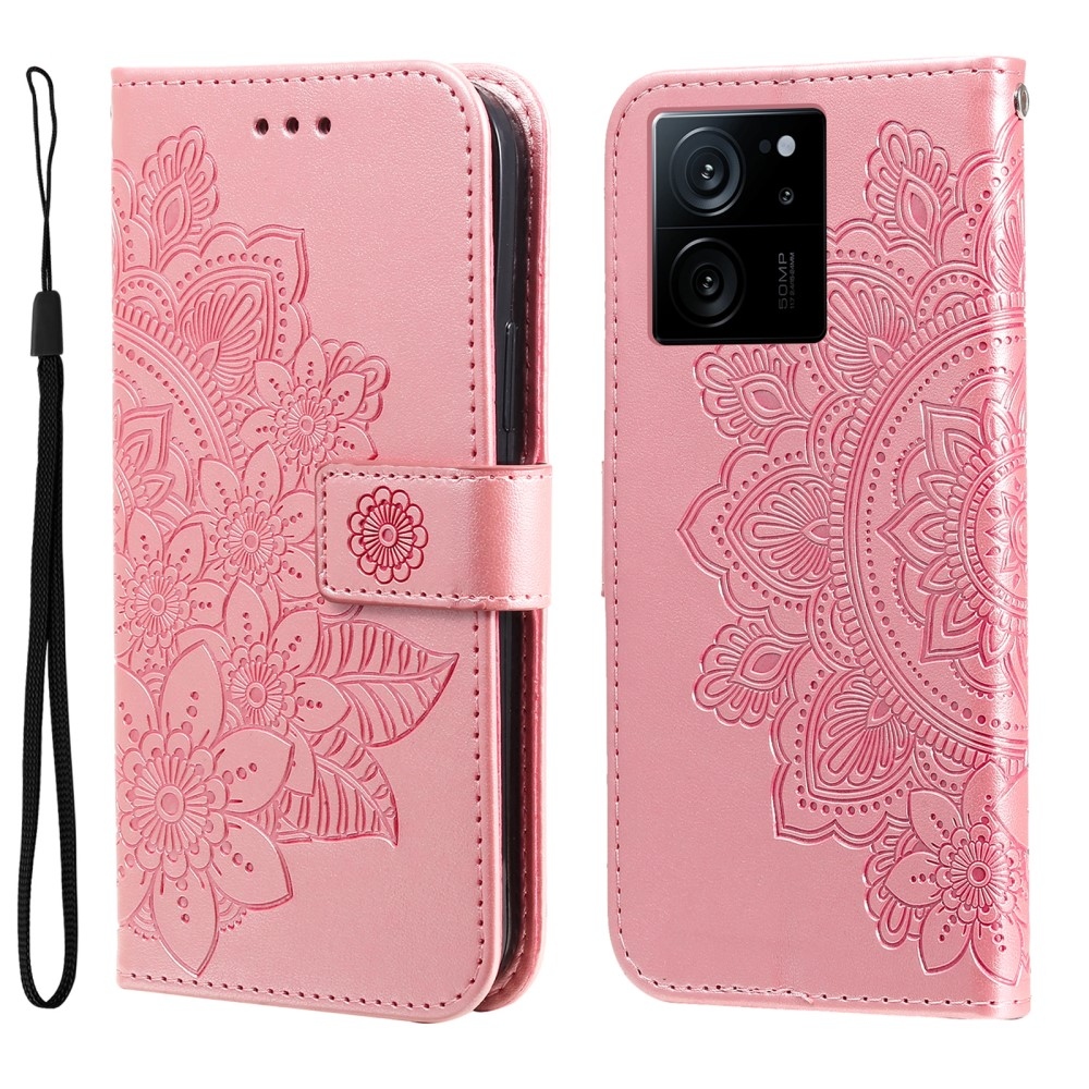 Mandala könyvtáska Xiaomi 13T/13T Pro készülékhez - rózsaszín