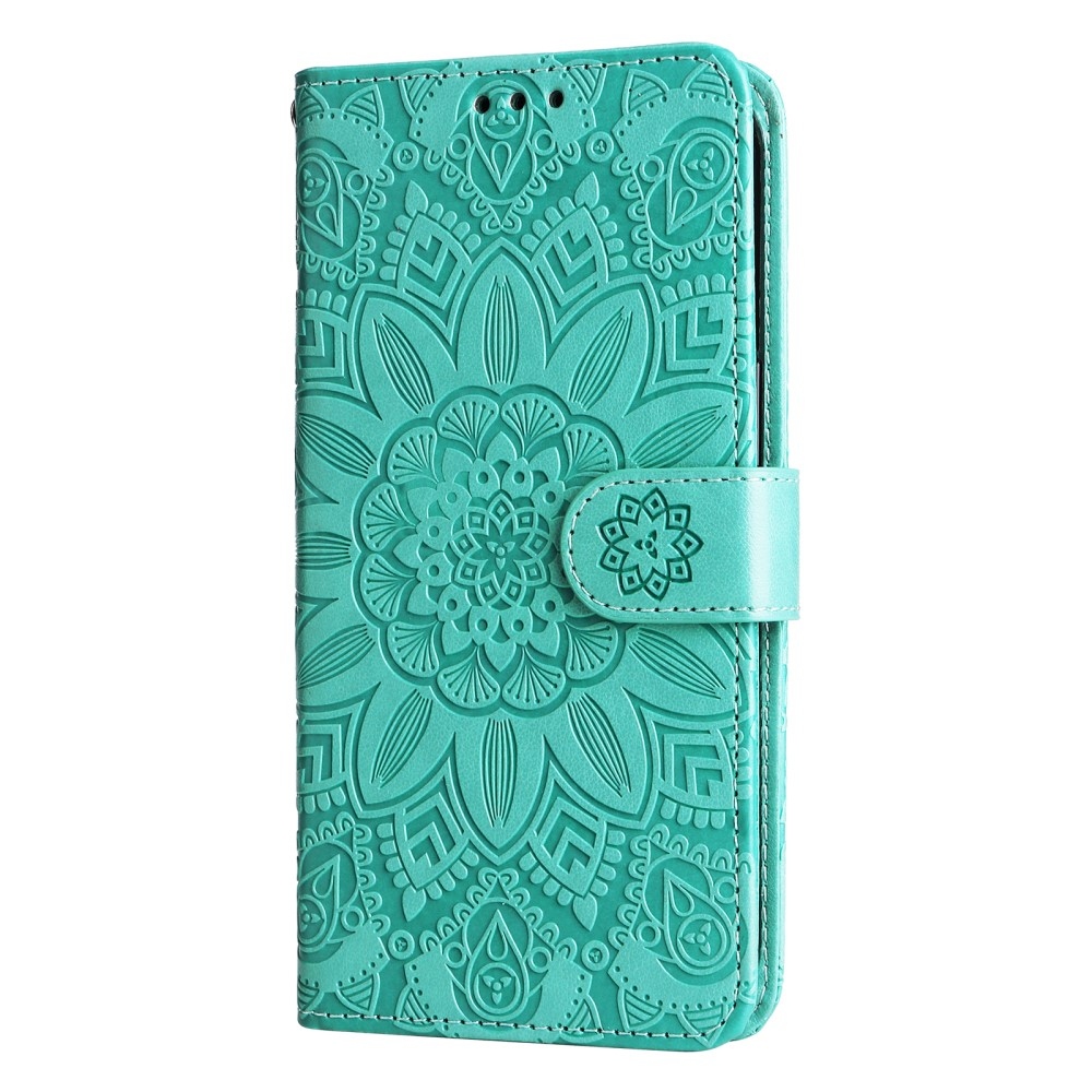 Napraforgó könyv tok Xiaomi Redmi Note 14S/Note 13 Pro 4G/Poco M6 Pro - teal színű
