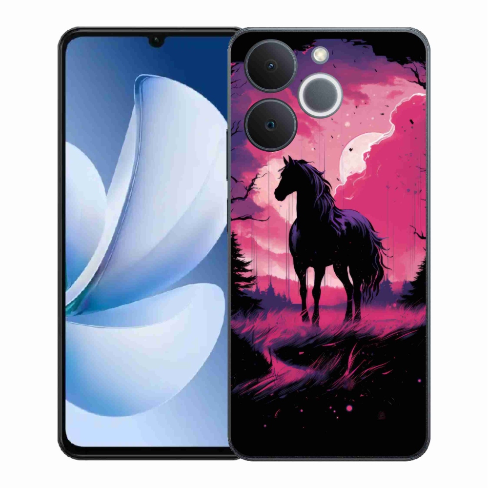 Zselés borítás mmCase a Realme Note 70T-hez - fekete rajzfilm ló 1