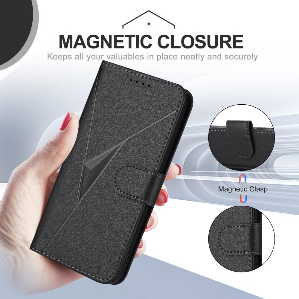 Háromszögek könyvtáska a Realme 14 5G készülékhez - fekete