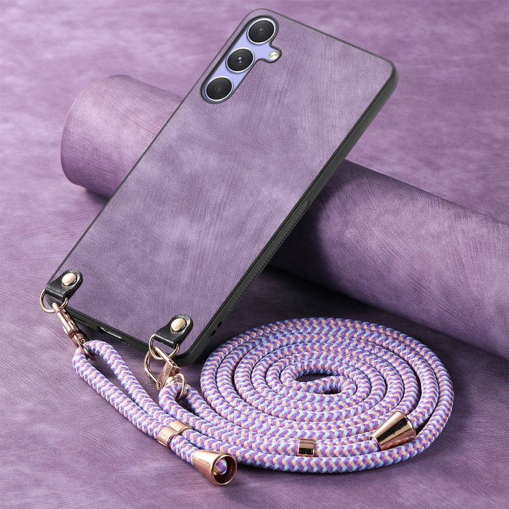 Retro zselés tok zsinórral és műbőrrel Samsung Galaxy A26 5G készülékhez - lila