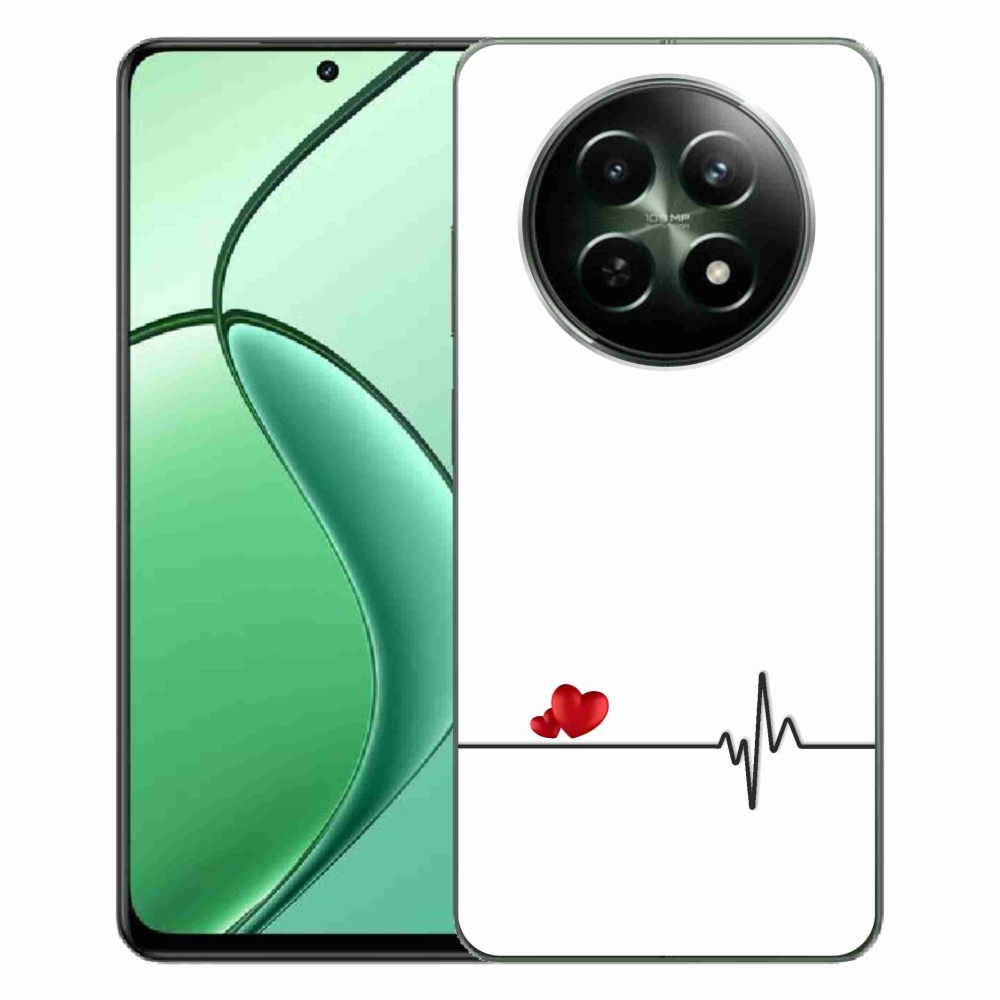 Gél borító mmCase a Realme 12 5G/12x 5G készülékhez - szív és szívverés fehér háttérrel
