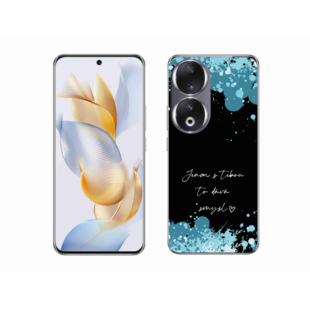Gél borító mmCase a Honor 90-hez - szöveg szerelemben fekete háttérrel
