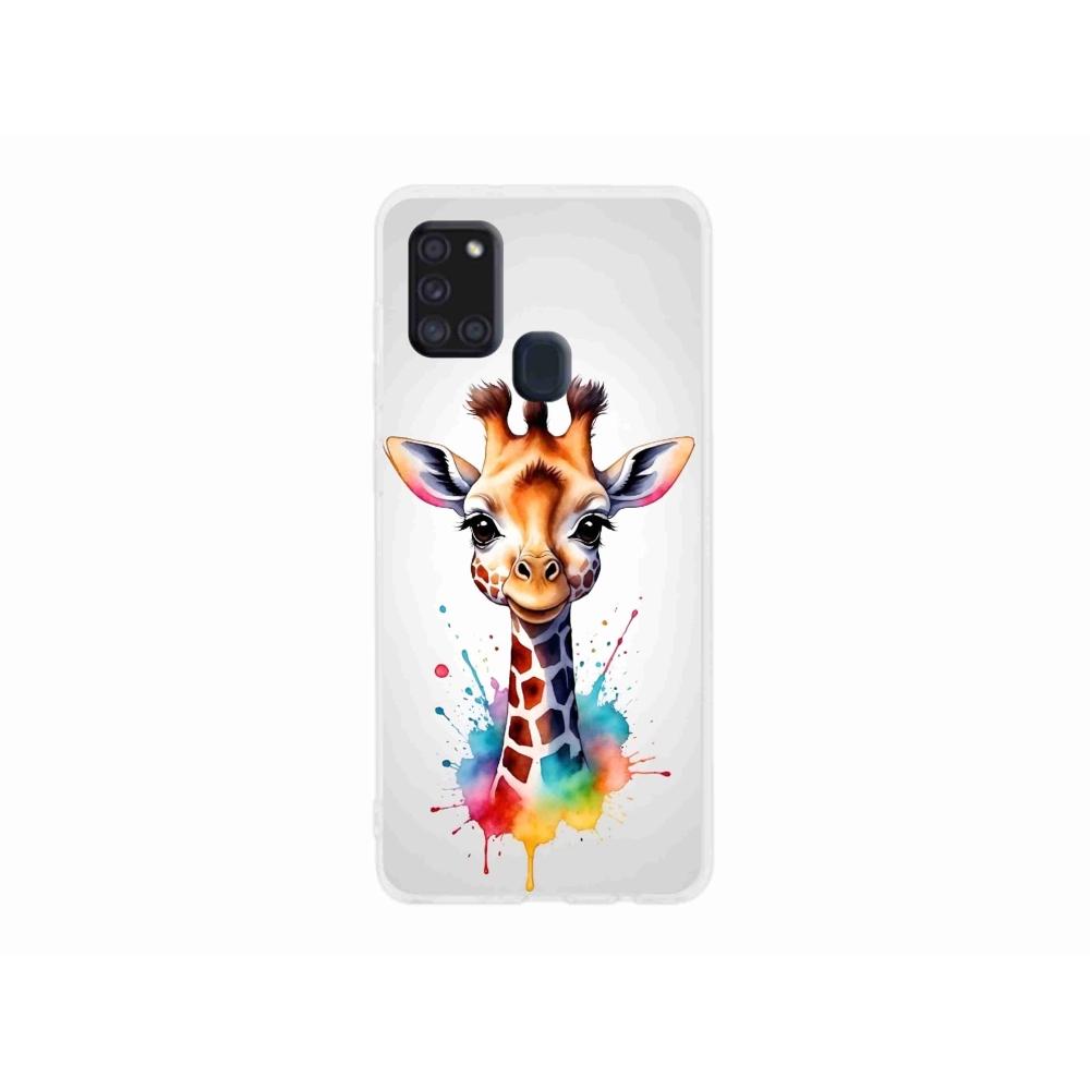 Zselés borítás mmCase Samsung Galaxy A21s készülékhez - zsiráf 1