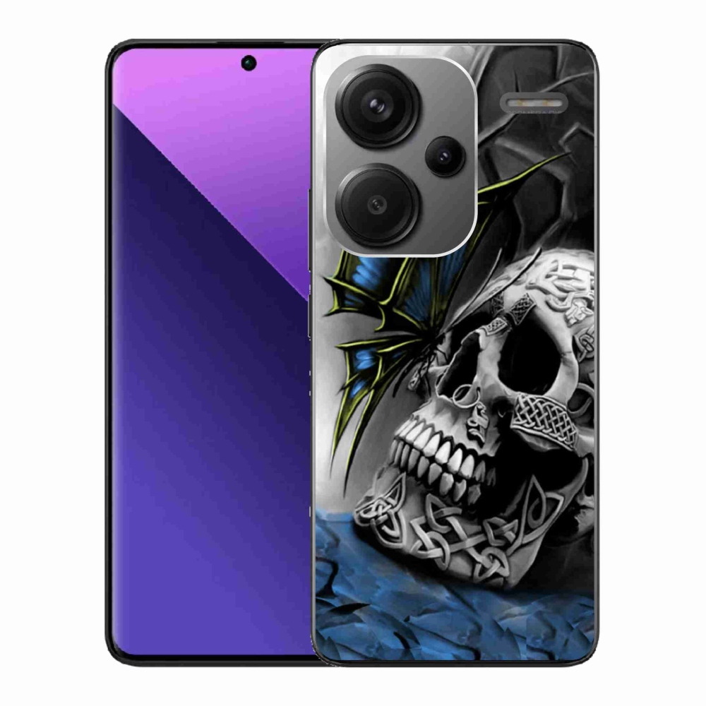 Gél borítás mmCase a Xiaomi Redmi Note 13 Pro+ 5G számára - pillangó és koponya