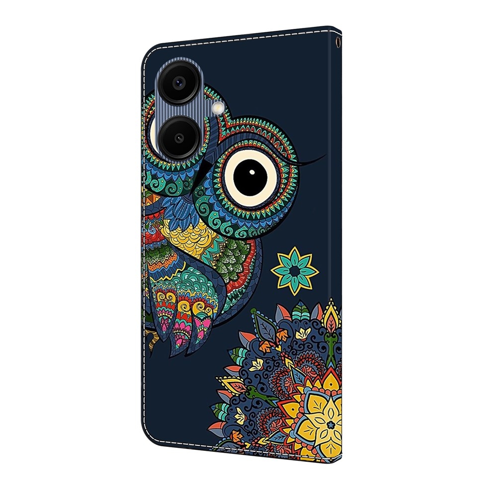 Sima könyves tok Samsung Galaxy A07 4G - bagoly és mandala
