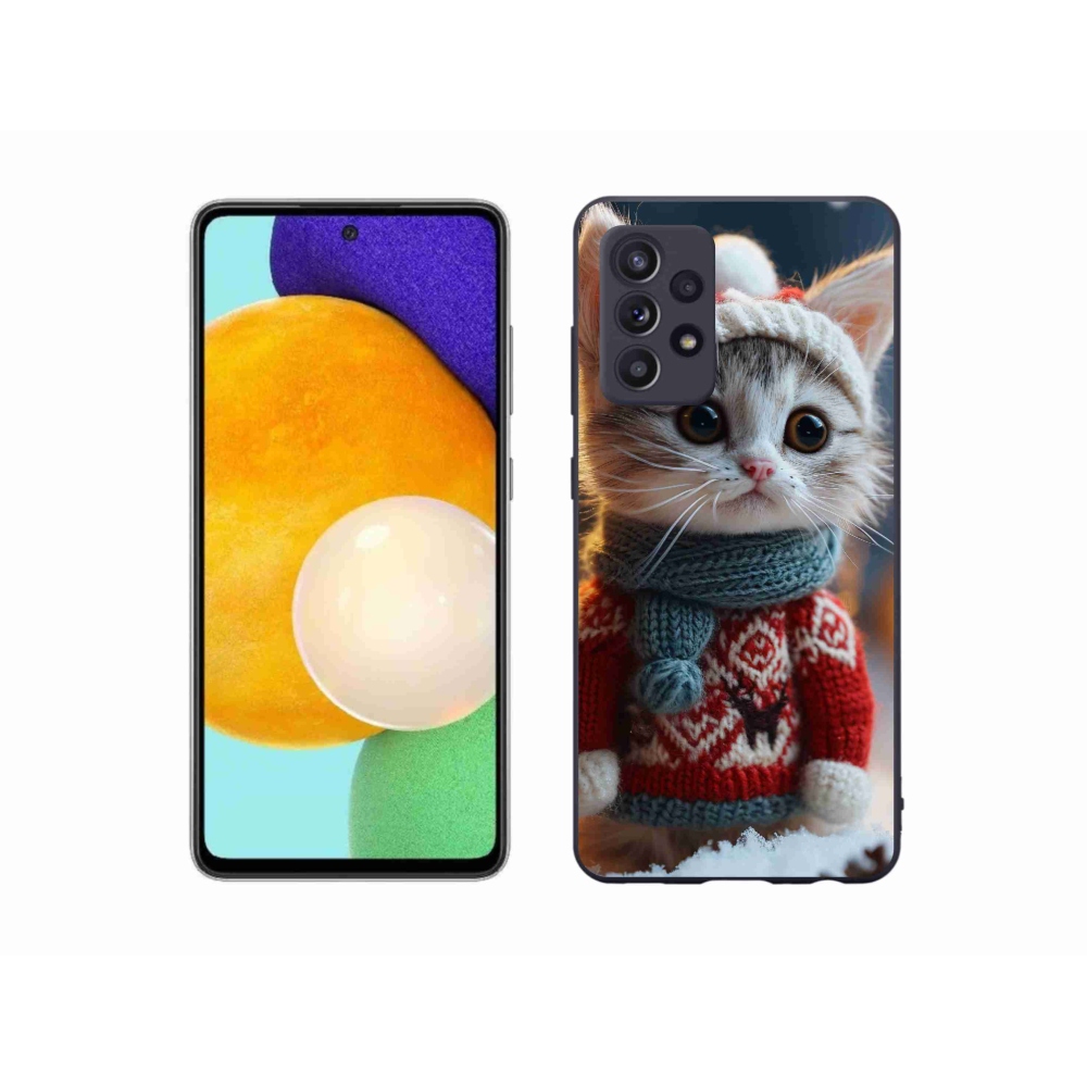 Zselés borítás mmCase Samsung Galaxy A52s 5G - cica pulóverben