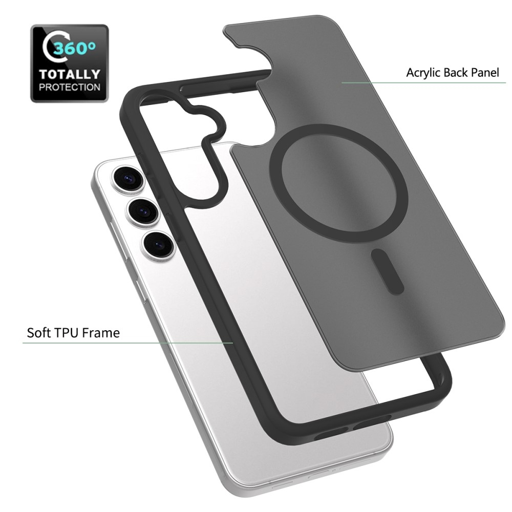 Bőr zselés tok fix hátlappal és MagSafe támogatással Samsung Galaxy S25+ készülékhez - fekete