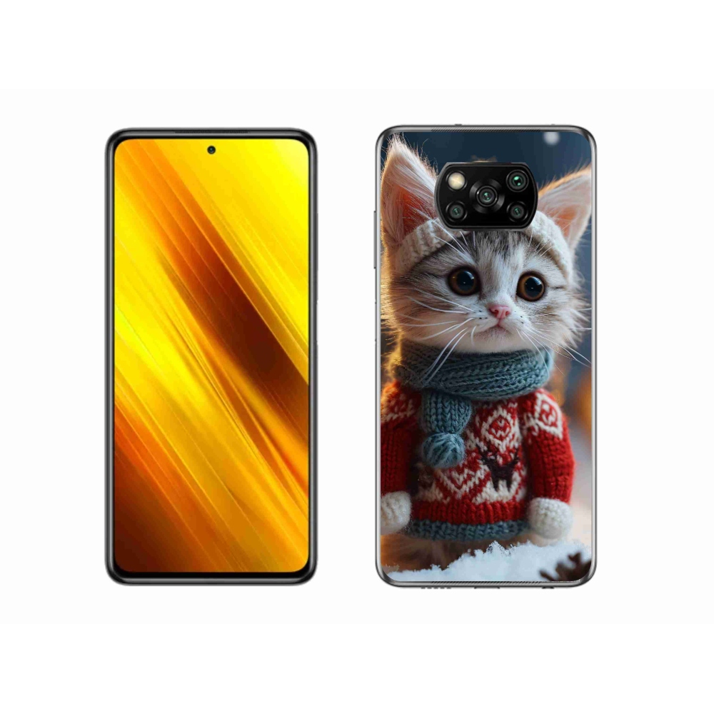 Gél borítás mmCase a Xiaomi Poco X3 Pro számára - cica pulóverben