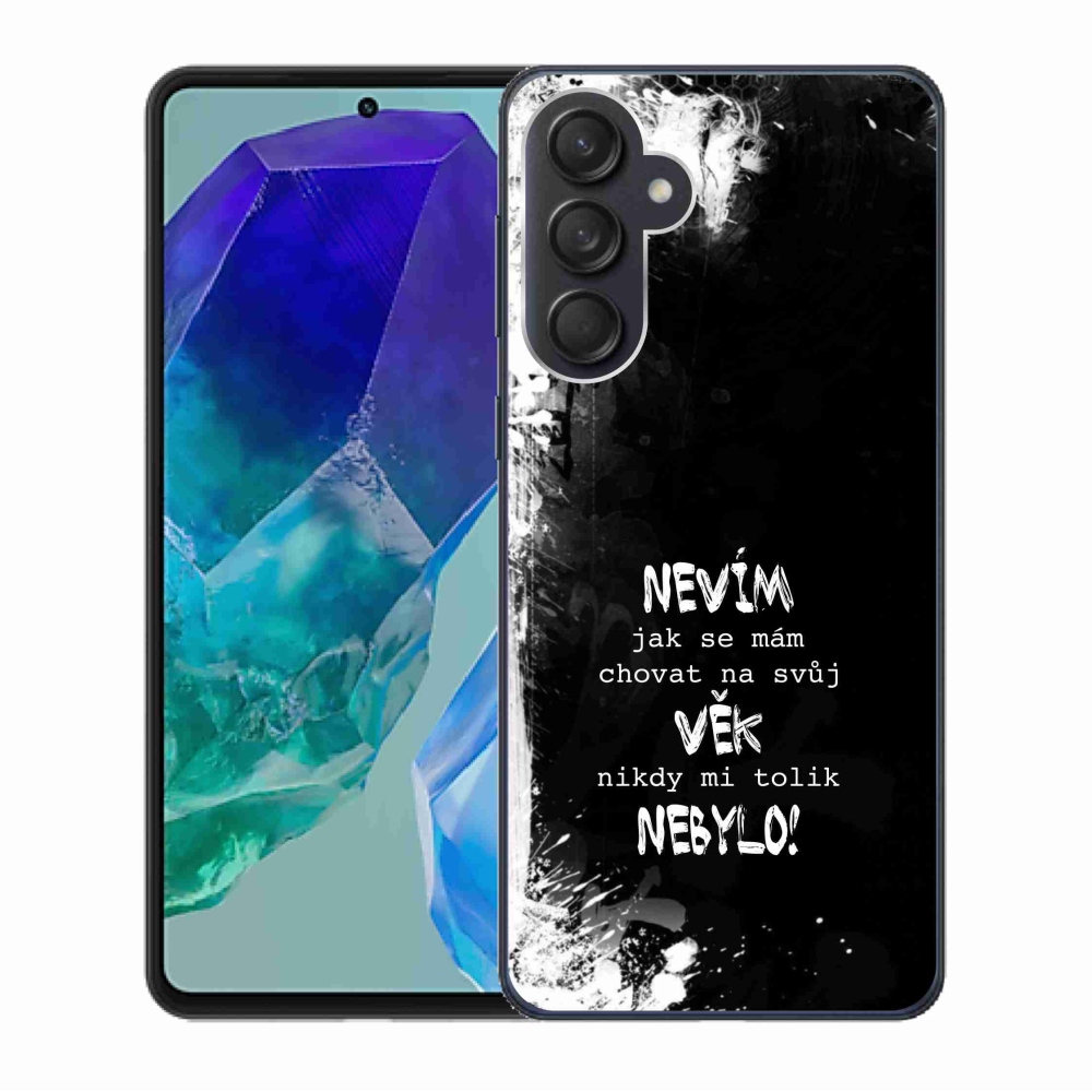 Gél borító mmCase Samsung Galaxy M55 5G - vicces szöveg 14 fekete háttér