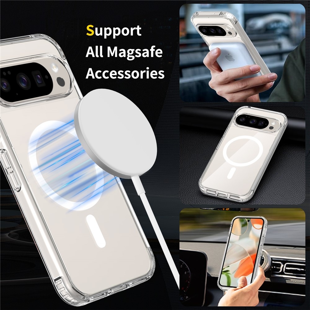 Akril zselés tok fix hátlappal és MagSafe funkcióval a Google Pixel 10 Pro/Pixel 10 készülékre - átlátszó