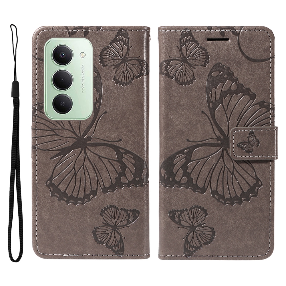 Nagy pillangó könyv tok Xiaomi Redmi 15 4G (171mm) - szürke