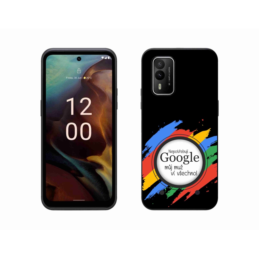 Zselés borítás mmCase a Nokia XR21 készülékhez - az ember mindent tud fekete háttérrel