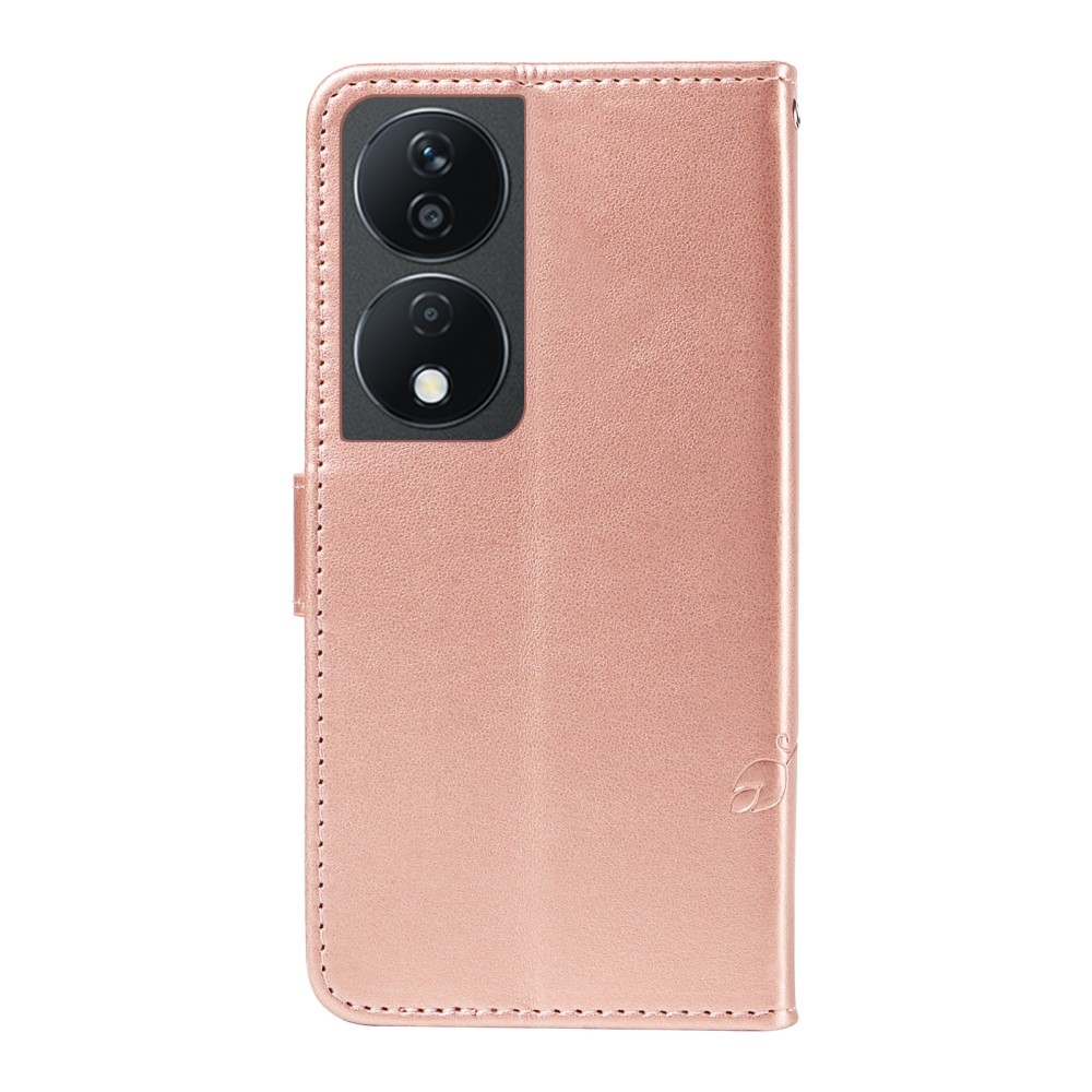Virágok könyvtáska Honor X7b/Honor 90 Smart - rózsaarany