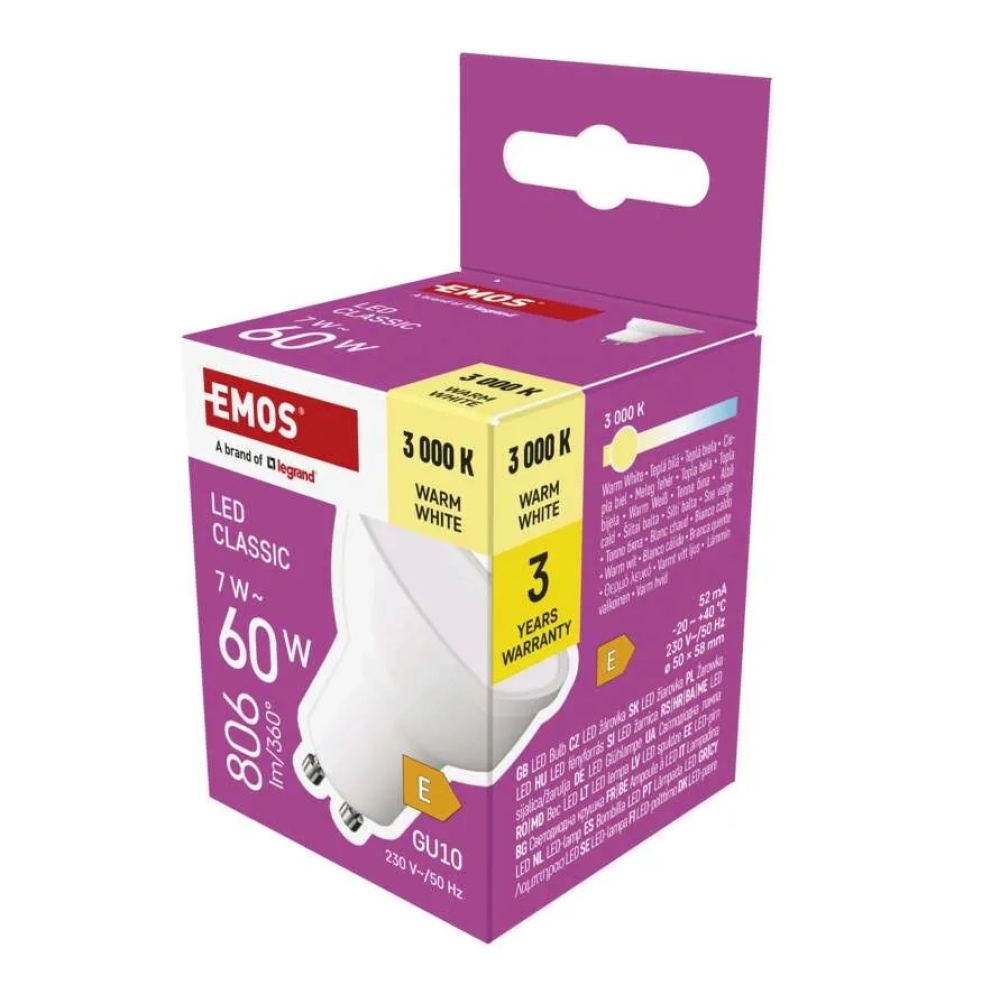 LED izzó Classic MR16 / GU10 / 7 W (60 W) / 806 lm / meleg fehér