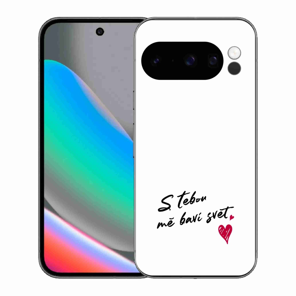 Gél borítás mmCase a Google Pixel 10 Pro készülékhez - szerelmes szöveg 1 fehér háttér