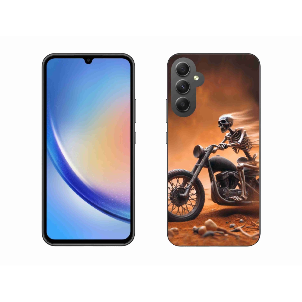 Zselés borítás mmCase Samsung Galaxy A34 5G - csontváz egy motorkerékpáron
