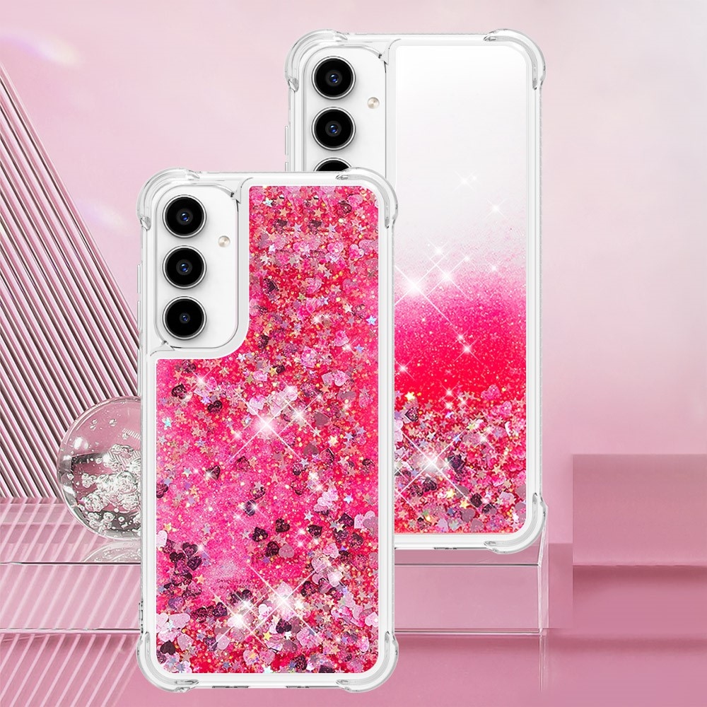 Glitter homokóra zselés tok Samsung Galaxy A56 5G - rózsaszín/szívek