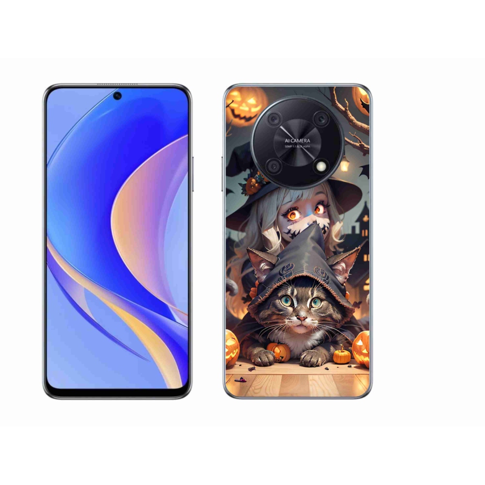 Gél borítás mmCase a Huawei Nova Y90-hez - boszorkány macskával