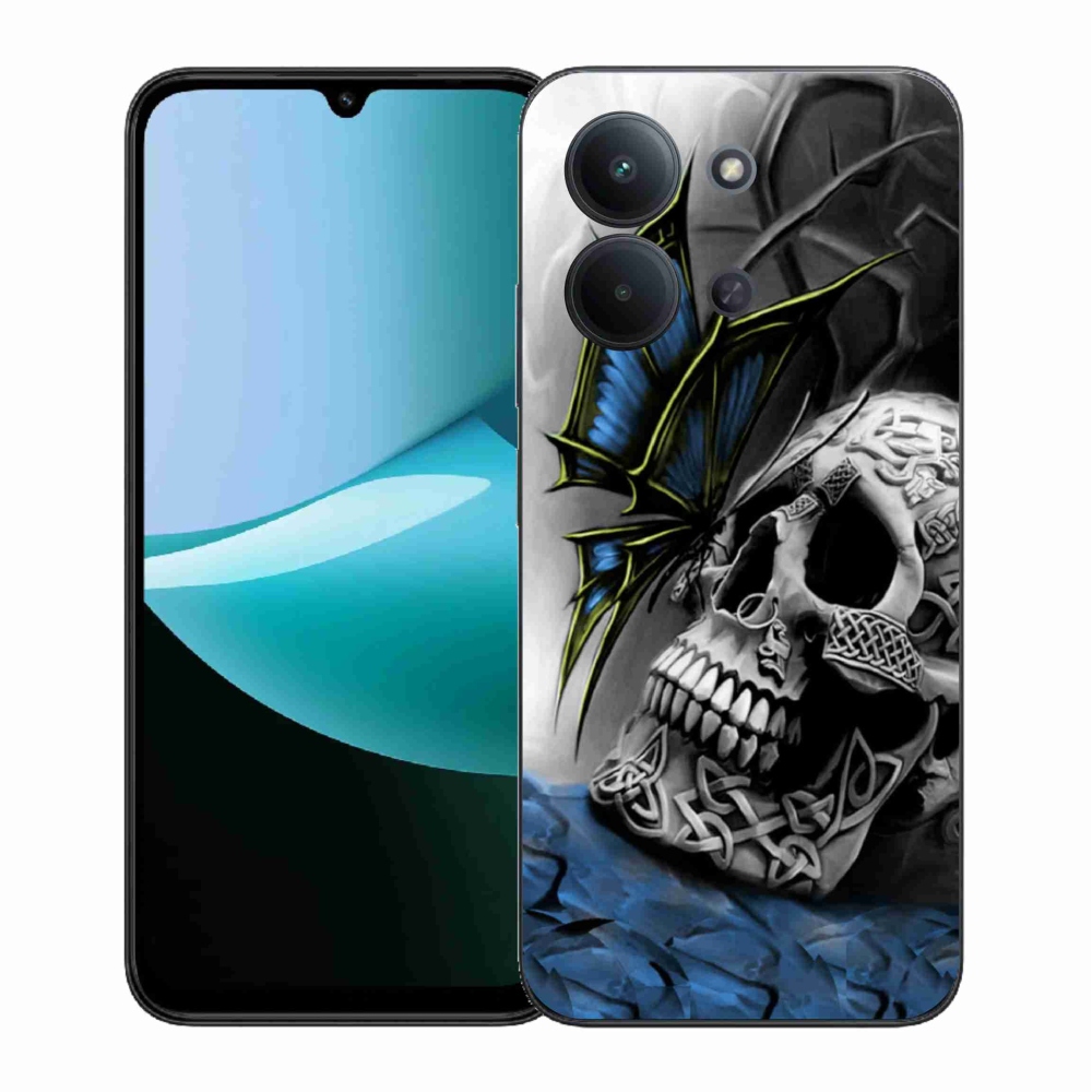Gél borítás mmCase a Xiaomi Redmi 15C 4G (171mm)/Poco C85 4G (171mm) - pillangó és koponya számára