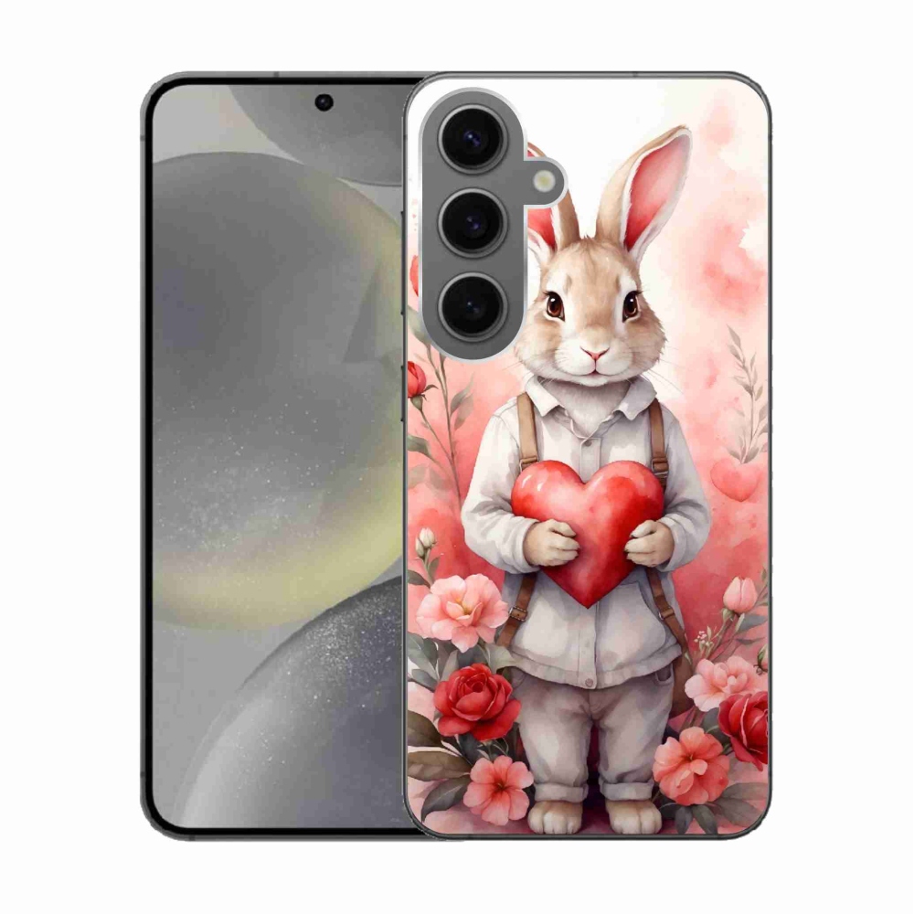Gél borítás mmCase Samsung Galaxy S24 készülékhez - nyúl szívvel