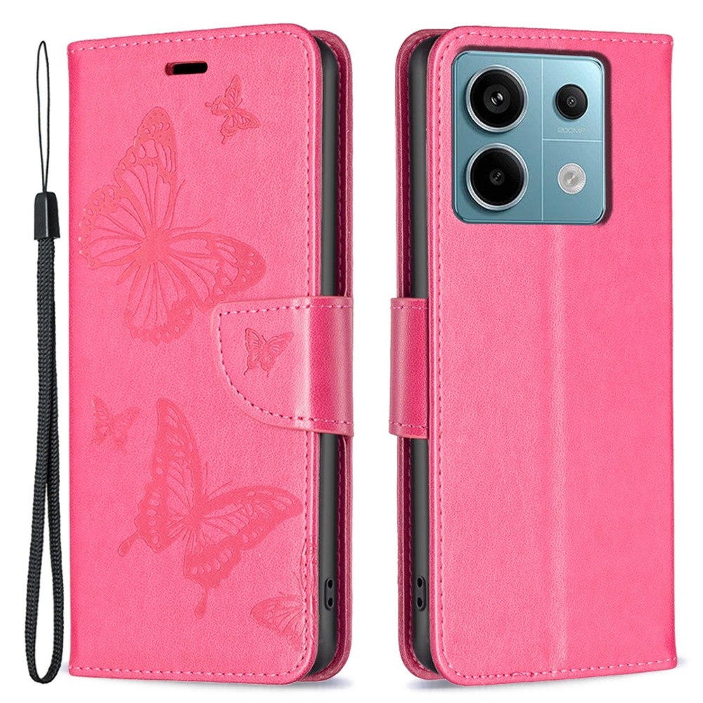Pillangó könyv tok Xiaomi Redmi Note 13 Pro 4G/Poco M6 Pro - rózsaszínű