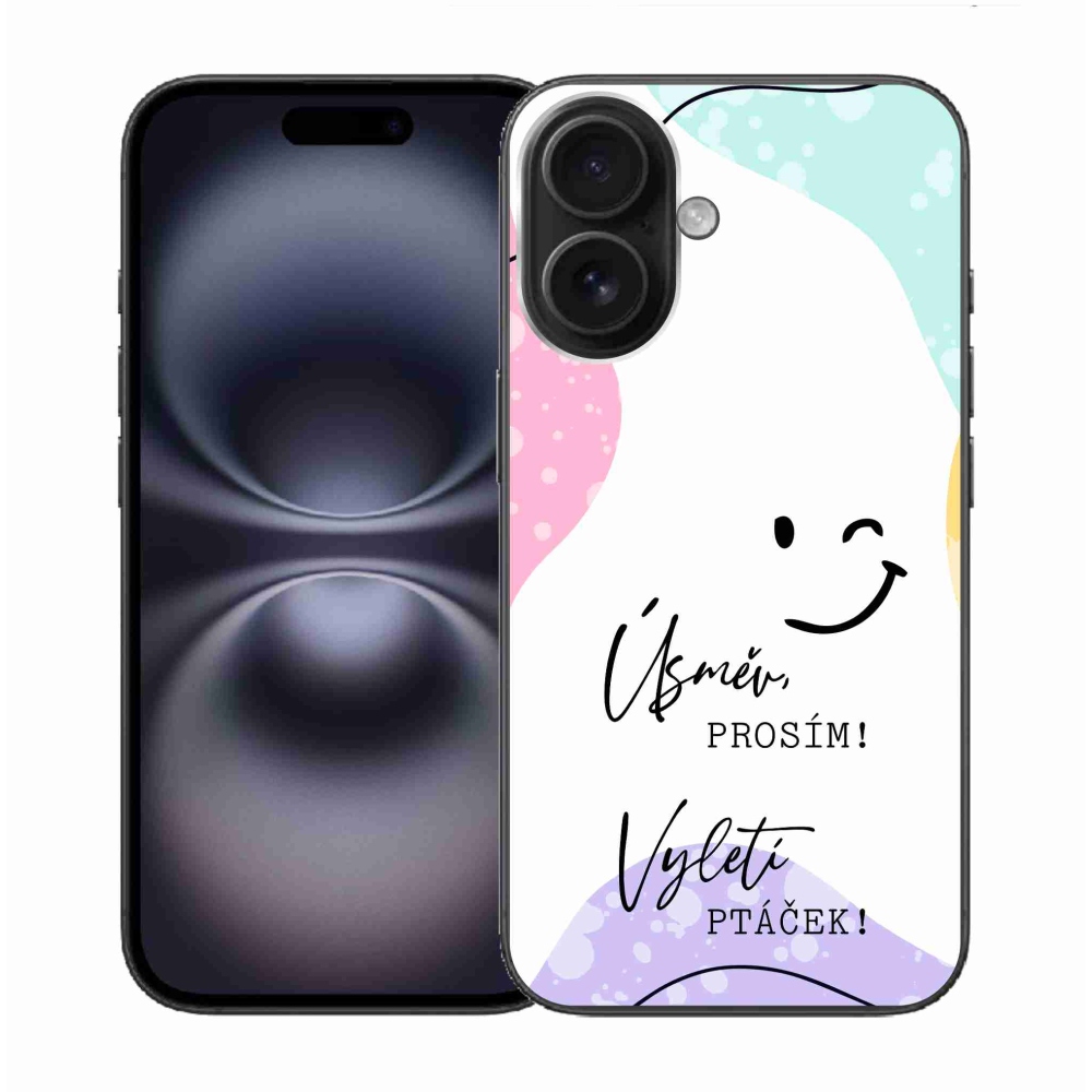 Gél borító mmCase iPhone 16 készülékhez - vicces szöveg 4 fehér háttér