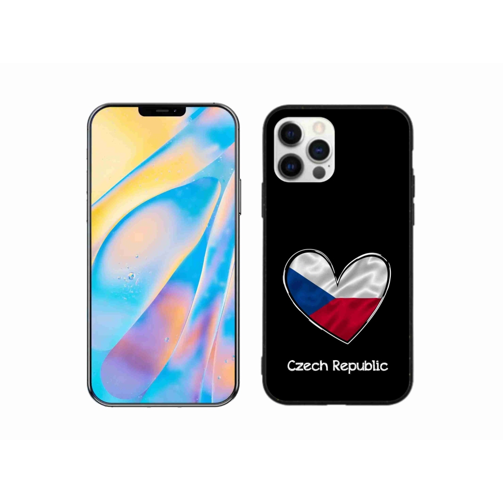 Zselés borítás mmCase iPhone 12 készülékhez - zászlós szív fekete háttérrel
