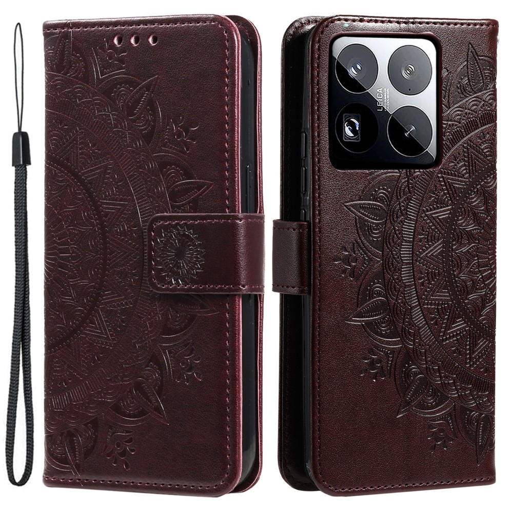 Mandala könyv tok Xiaomi 15 Pro-hoz - barna