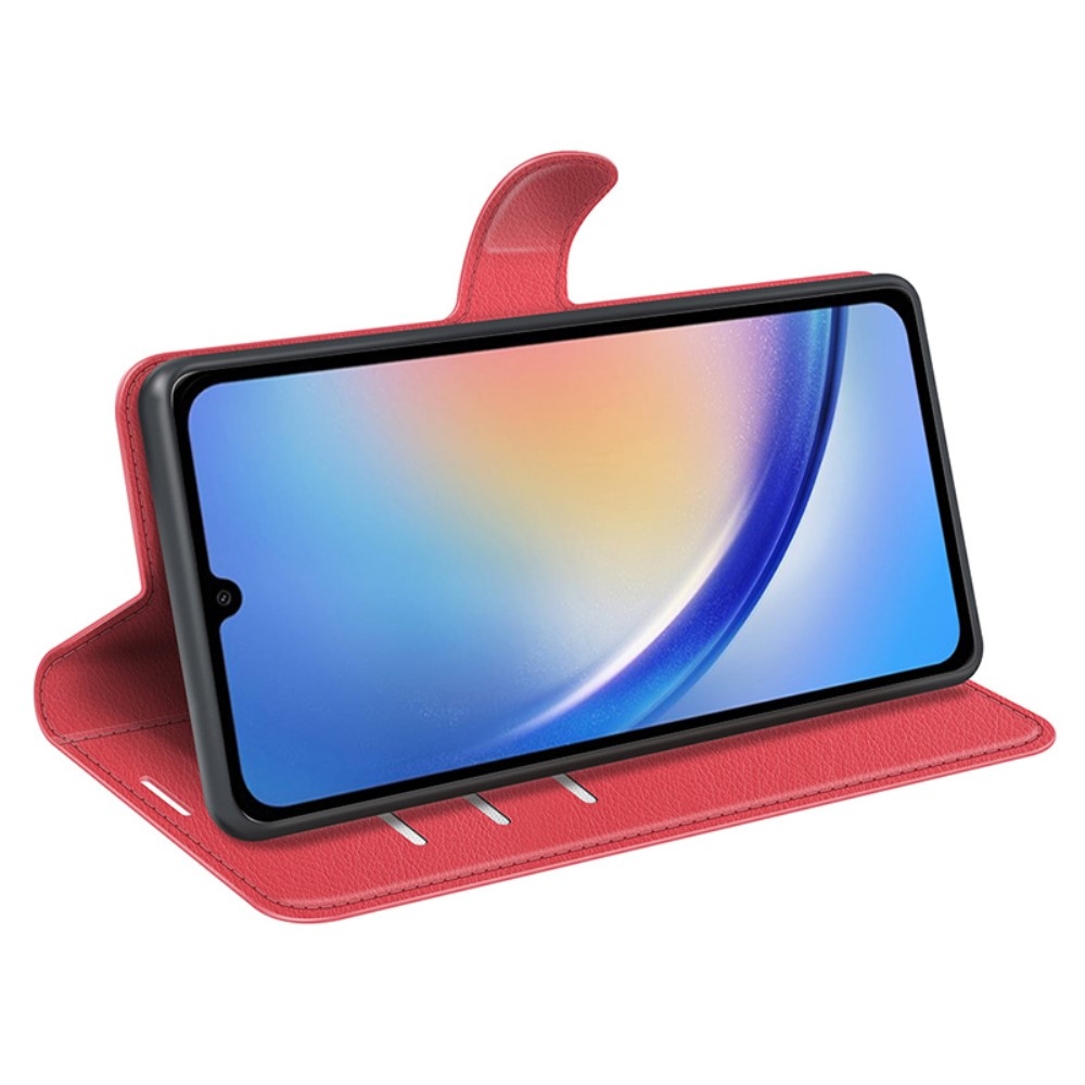 Litchi könyv tok Samsung Galaxy A35 5G - piros